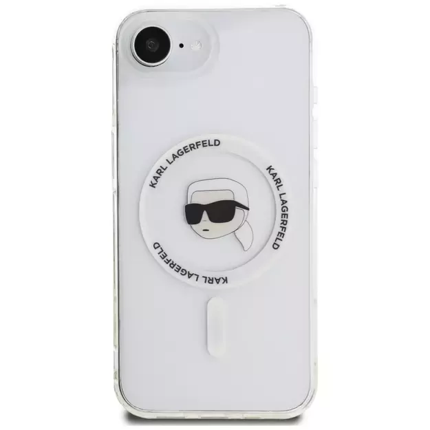 Karl Lagerfeld IML Metal Karl Head MagSafe Case for iPhone 16e White 2