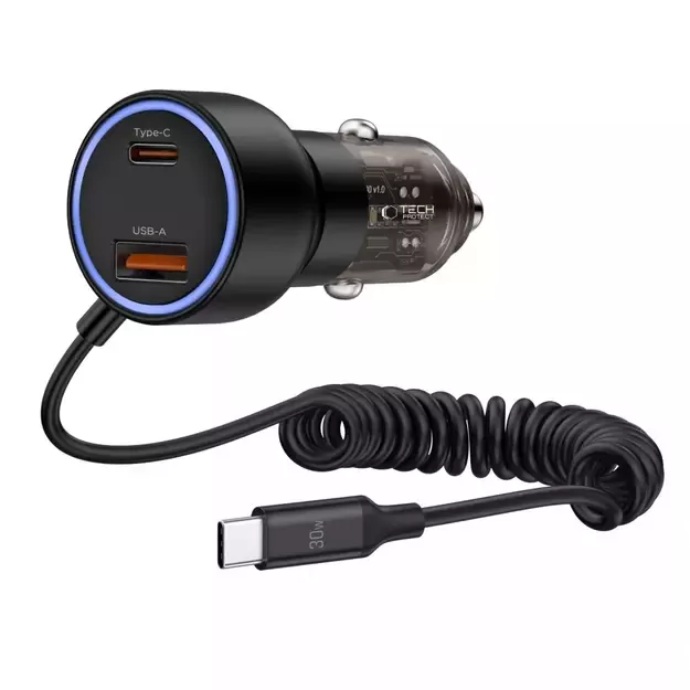 CC05 Car Charger 2-Port PD60 W + USB-C Cable - Black 1