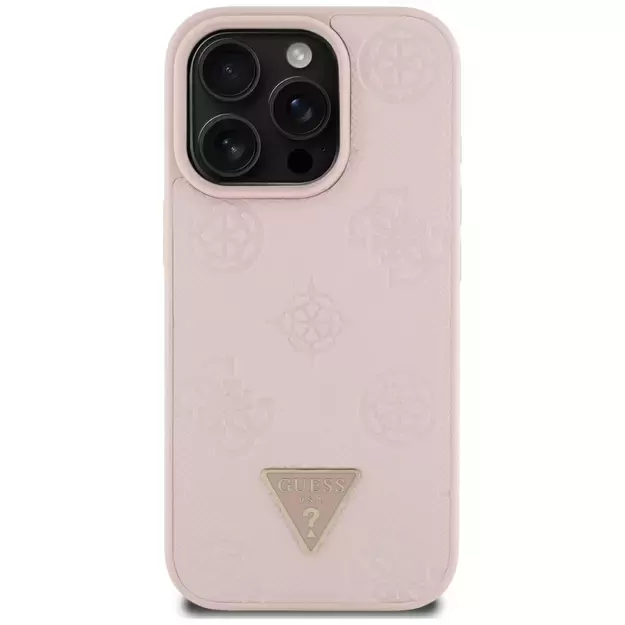 Guess Grained Hot Stamp Peony Triangle Logo MagSafe iPhone 16 Pro Max Case - Pink 2