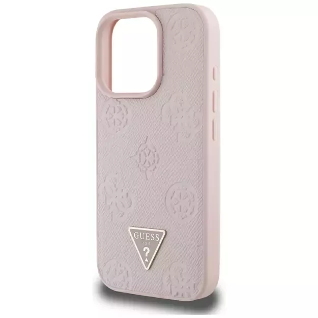 Guess Grained Hot Stamp Peony Triangle Logo MagSafe iPhone 16 Pro Max Case - Pink 5