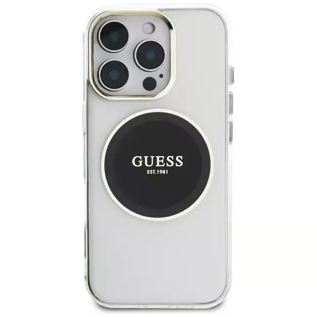 Guess IML Metal Colored Circle Classic Logo MagSafe Case for iPhone 16 Pro Max - Black 2