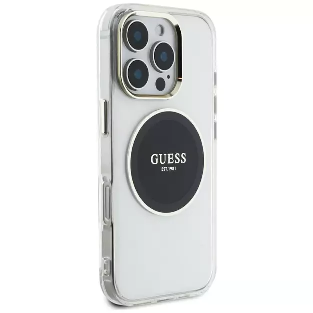 Guess IML Metal Colored Circle Classic Logo MagSafe Case for iPhone 16 Pro Max - Black 3