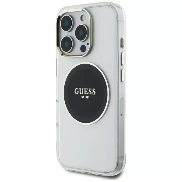 Guess IML Metal Colored Circle Classic Logo MagSafe Case for iPhone 16 Pro Max - Black 1