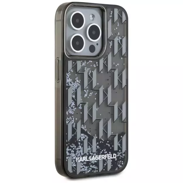 Karl Lagerfeld Liquide Glitter Monogram Gradient iPhone 15 Pro Max Case - Black 3