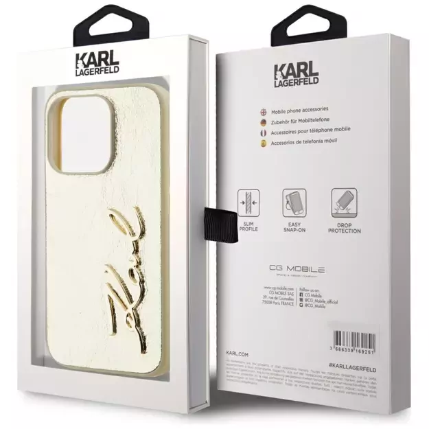 Karl Lagerfeld Wrinkled Metal Signature iPhone 15 Pro Case - Gold 7