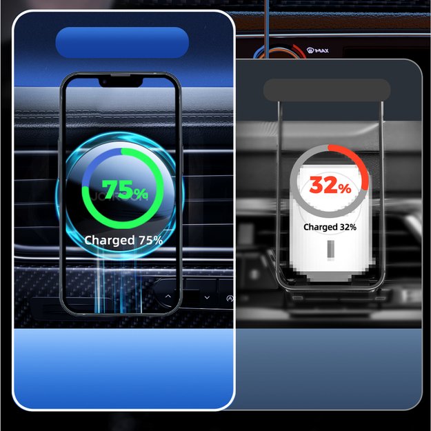 Joyroom car phone holder with 15W Qi inductive charger (MagSafe compatible) for air vent, silver (JR-ZS291) 11