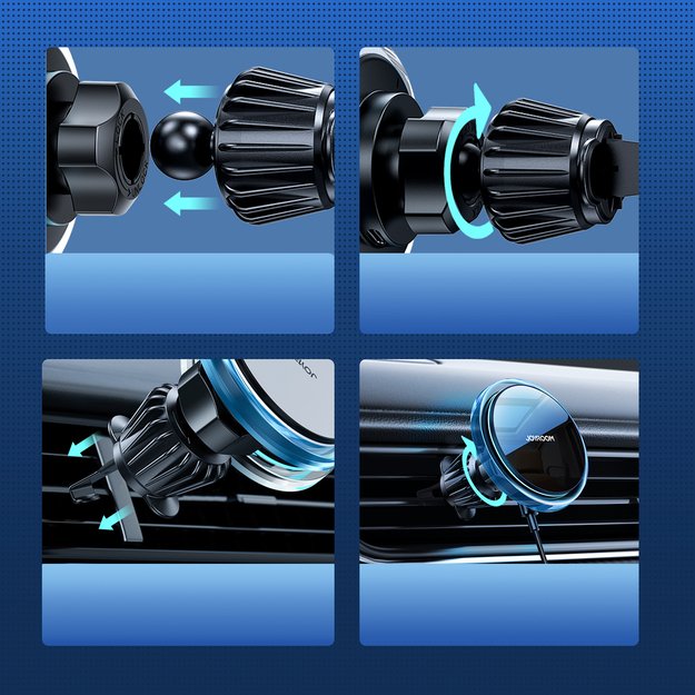 Joyroom car phone holder with 15W Qi inductive charger (MagSafe compatible) for air vent, silver (JR-ZS291) 2