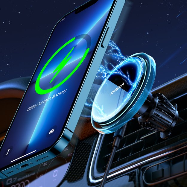 Joyroom car phone holder with 15W Qi inductive charger (MagSafe compatible) for air vent, silver (JR-ZS291) 6