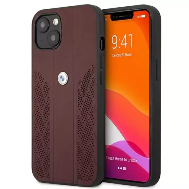 Etui BMW BMHCP13MRSPPR iPhone 13 6,1  czerwony/red hardcase Leather Curve Perforate