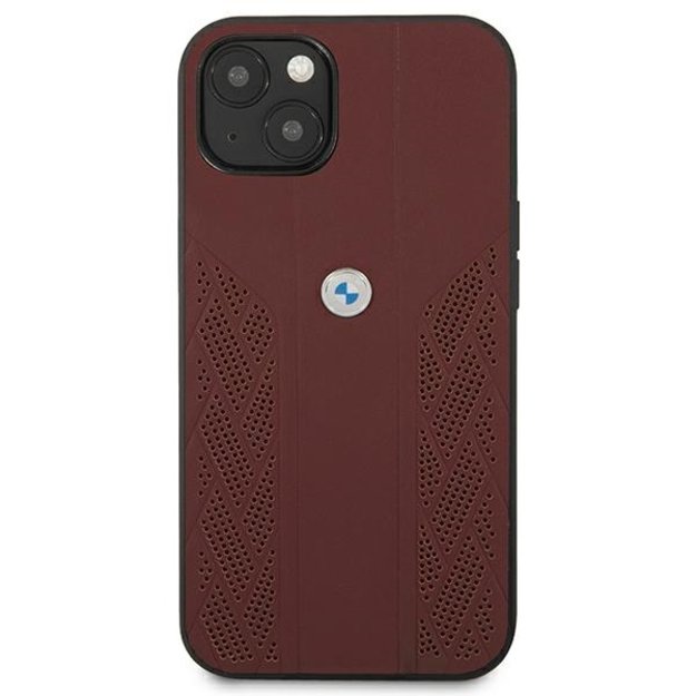 Etui BMW BMHCP13MRSPPR iPhone 13 6,1  czerwony/red hardcase Leather Curve Perforate 1