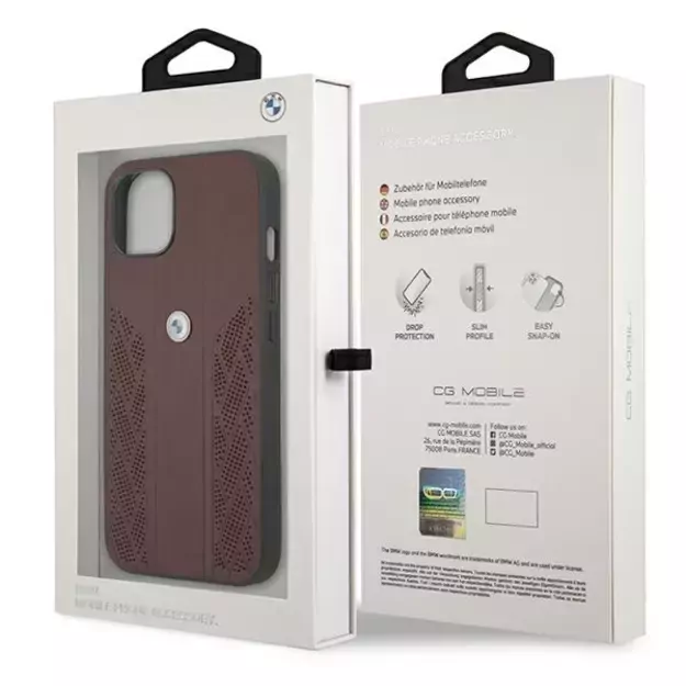 Etui BMW BMHCP13MRSPPR iPhone 13 6,1  czerwony/red hardcase Leather Curve Perforate 12
