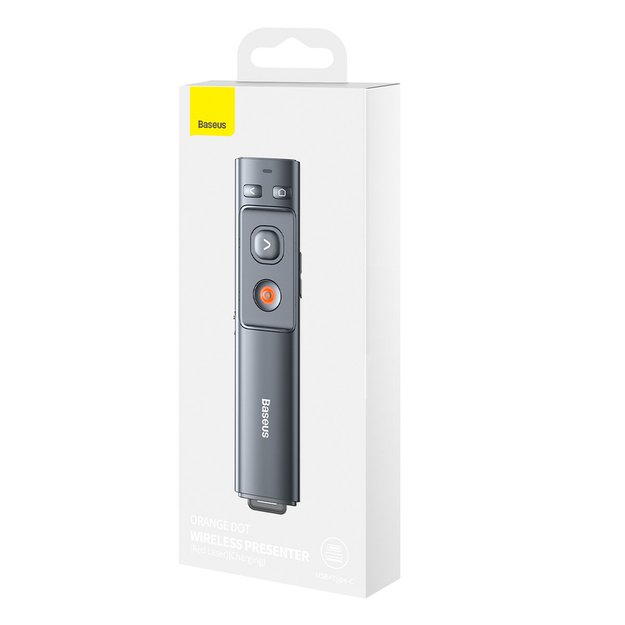 Baseus Orange Dot Wireless Laser Pointer for Presentations - Gray (Battery Not Included) 5
