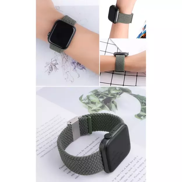 Braided Fabric Bracelet Strap Fabric Band for Apple Watch 38 / 40 / 41 mm - Green 9