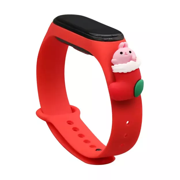 Strap Xmas for Xiaomi Mi Band 5 / 6 Christmas Silicone Strap Bracelet with Sock - Red