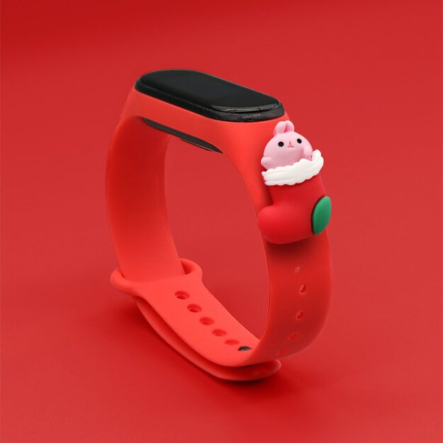 Strap Xmas for Xiaomi Mi Band 5 / 6 Christmas Silicone Strap Bracelet with Sock - Red 2