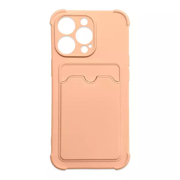 Card Armor Case Pouch Cover for iPhone 11 Pro Card Wallet Silicone Armor Air Bag Cover Pink