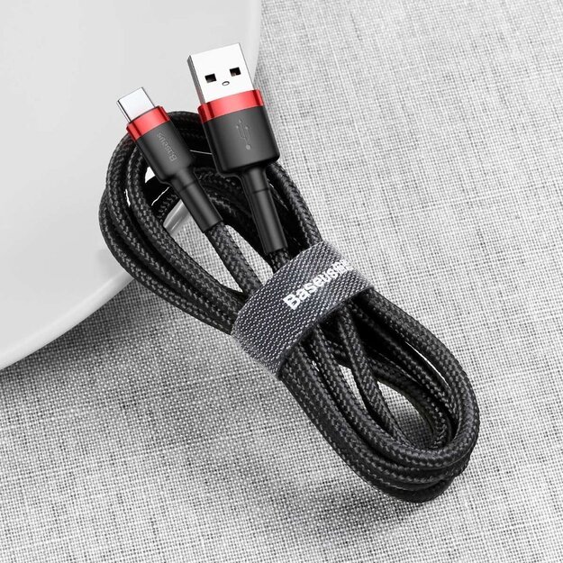 Baseus Cafule Cable Durable Nylon Cable USB / USB-C QC3.0 2A 2M Black and Red (CATKLF-C91) 3