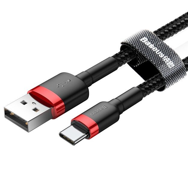 Baseus Cafule Cable Durable Nylon Cable USB / USB-C QC3.0 2A 2M Black and Red (CATKLF-C91) 2
