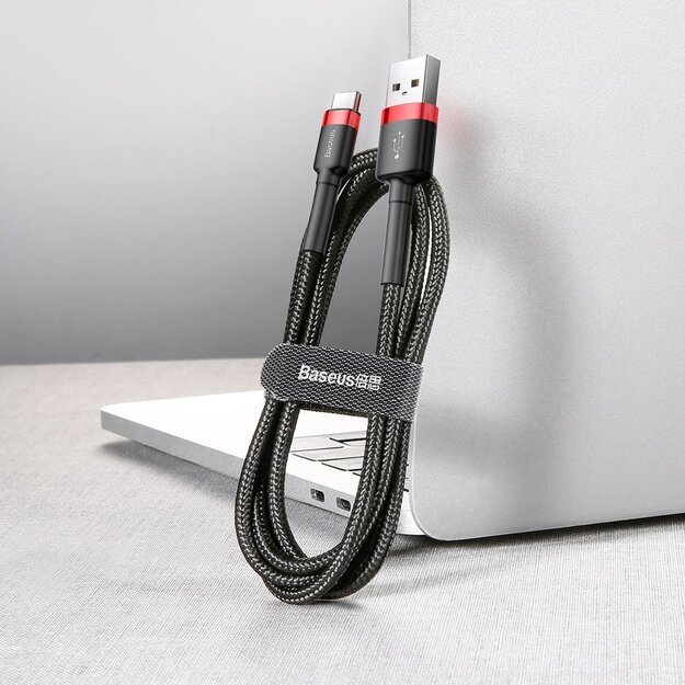 Baseus Cafule Cable Durable Nylon Cable USB / USB-C QC3.0 2A 2M Black and Red (CATKLF-C91) 4
