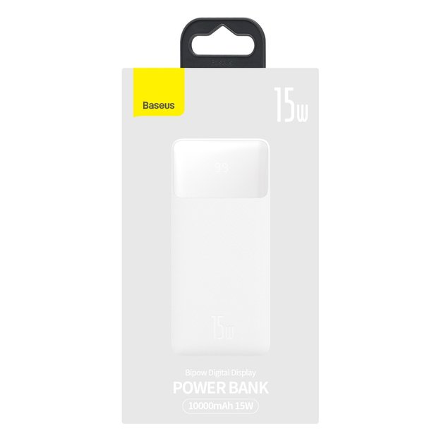 Baseus Bipow powerbank with display 10000mAh 15W white (Overseas Edition) + USB-A - Micro USB cable 0.25m white (PPBD050002) 4