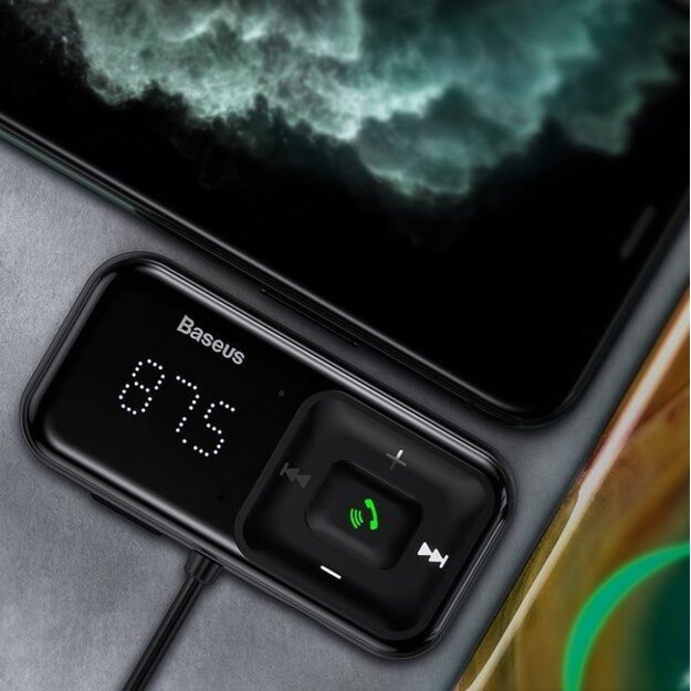 Wireless Bluetooth FM transmitter with charger Baseus S-16 (Overseas edition) - black 6