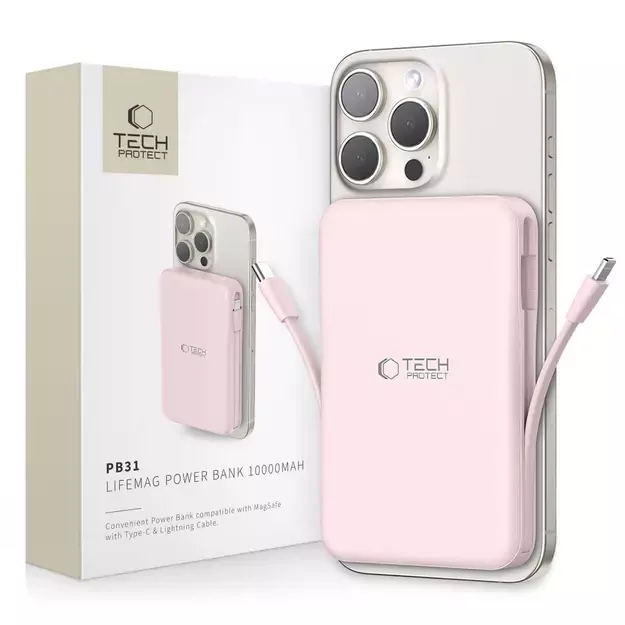Powerbank Tech-Protect PB31 LifeMag MagSafe 10000 mAh - pink
