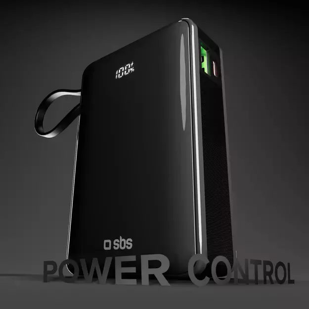 Powerbank SBS 20000 mAh 20W with built-in USB-C cable and digital display - black 4
