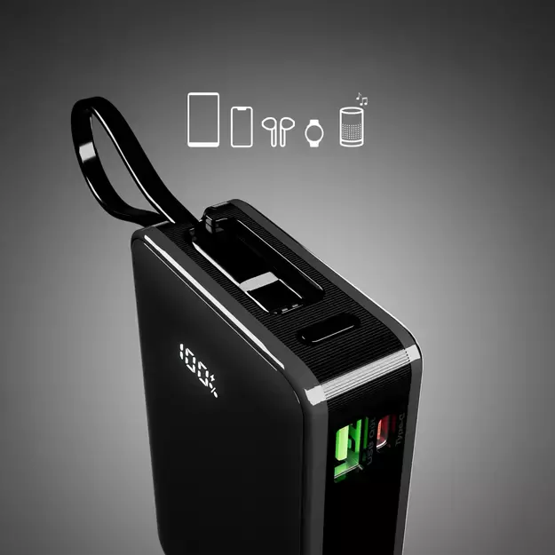 Powerbank SBS 20000 mAh 20W with built-in USB-C cable and digital display - black 5