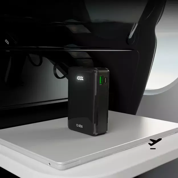 Powerbank SBS 20000 mAh 20W with built-in USB-C cable and digital display - black 11