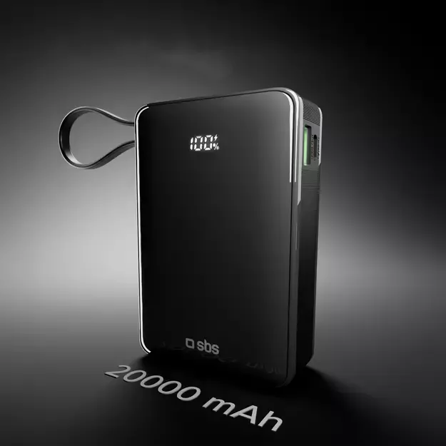 Powerbank SBS 20000 mAh 20W with built-in USB-C cable and digital display - black 9