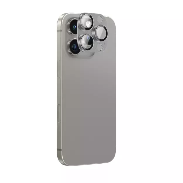 AmazingThing Aviation-Grade Alloy Tempered Glass Lens for iPhone 16 Pro / 16 Pro Max Camera Lens - Gray