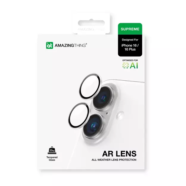 AmazingThing AR 2 Lens Glass Full Clear Tempered Glass for iPhone 16 / 16 Plus - Transparent 3