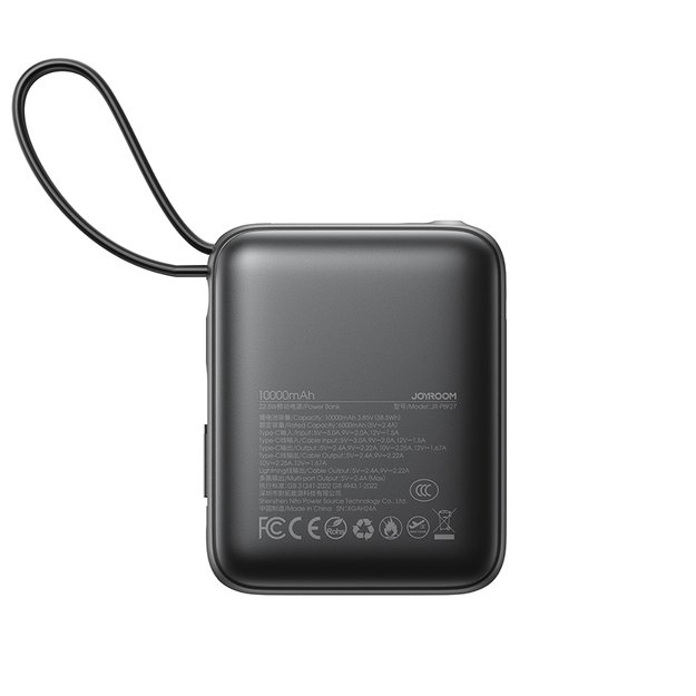 Joyroom JR-PBF27 10000mAh 22.5W Powerbank with Built-in USB-C and Lightning Cables - Black 2