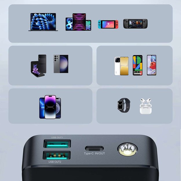 Powerbank Joyroom JR-PBF02 30W 20000mAh + USB-A - USB-C cable 0.25m - black 5