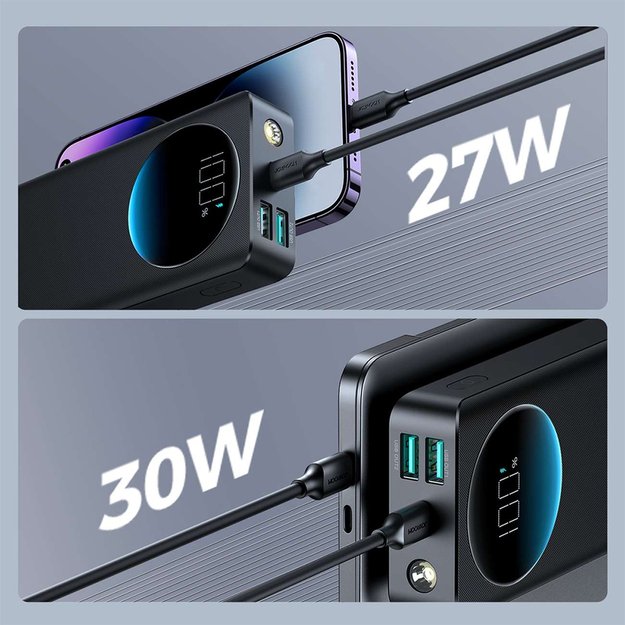 Powerbank Joyroom JR-PBF02 30W 20000mAh + USB-A - USB-C cable 0.25m - black 1