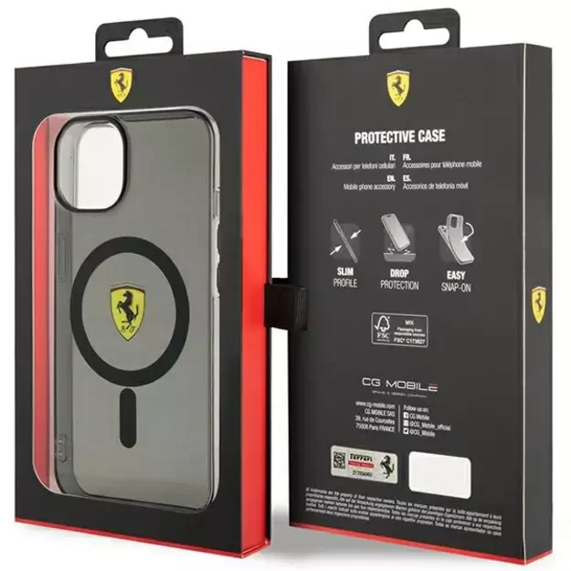 Ferrari FEHMP14SURKK iPhone 14 6.1  black/black hardcase Translucent Magsafe 7