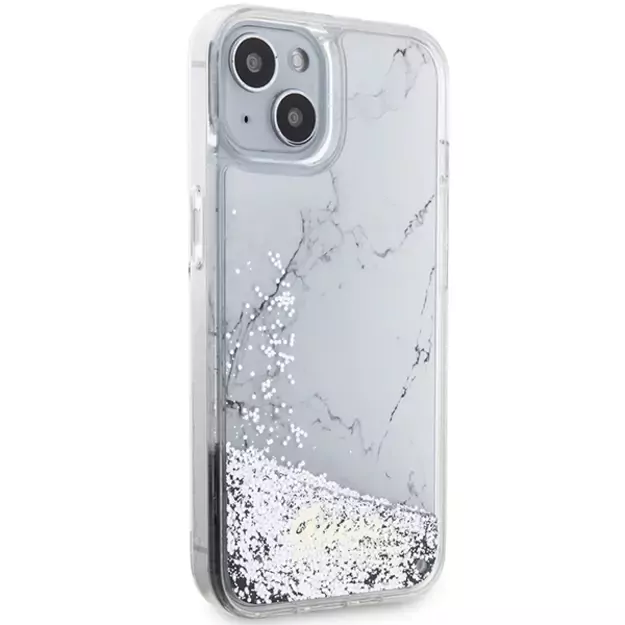 Guess Liquid Glitter Marble case for iPhone 14 - white 3