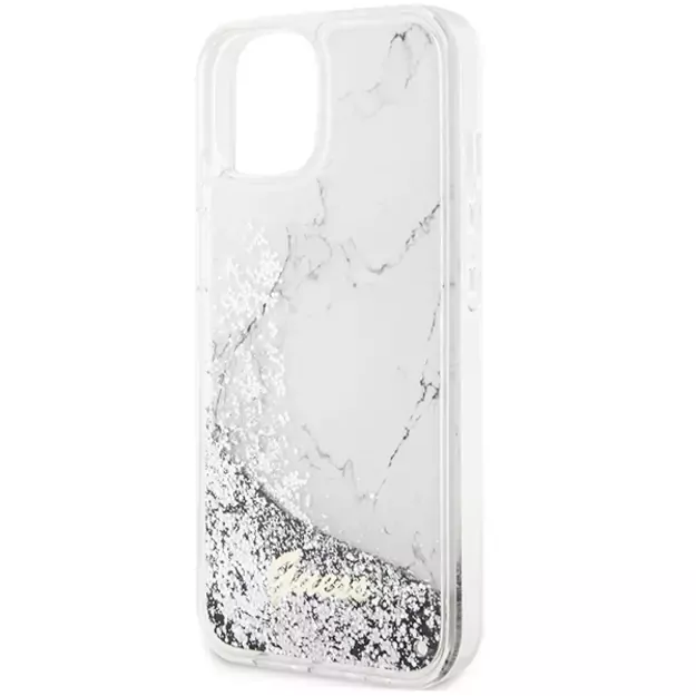 Guess Liquid Glitter Marble case for iPhone 14 - white 5