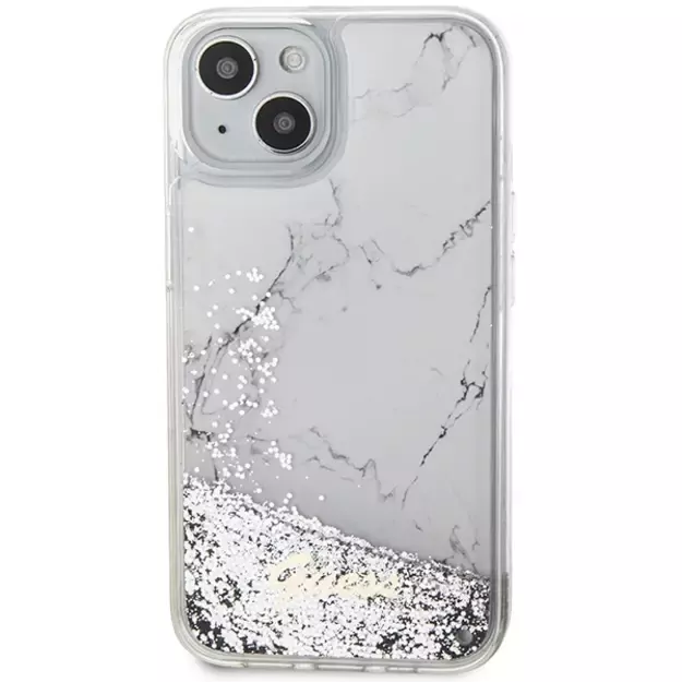 Guess Liquid Glitter Marble case for iPhone 14 - white 2