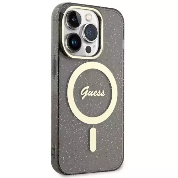 Guess GUHMP14LHCMCGK iPhone 14 Pro 6.1  black/black hardcase Glitter Gold MagSafe 3