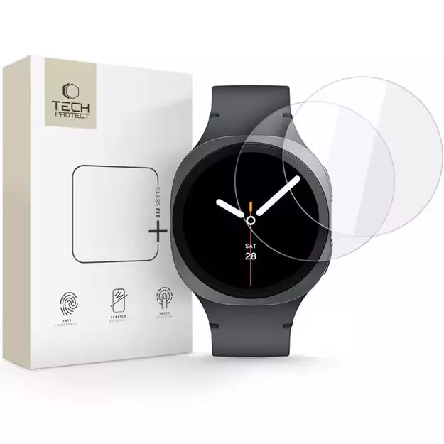 Tech-Protect Glass Fit+ 2-pack tempered glass for Samsung Galaxy Watch 8 44 mm - transparent