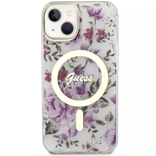 Guess Flower MagSafe case for iPhone 14 - transparent 4