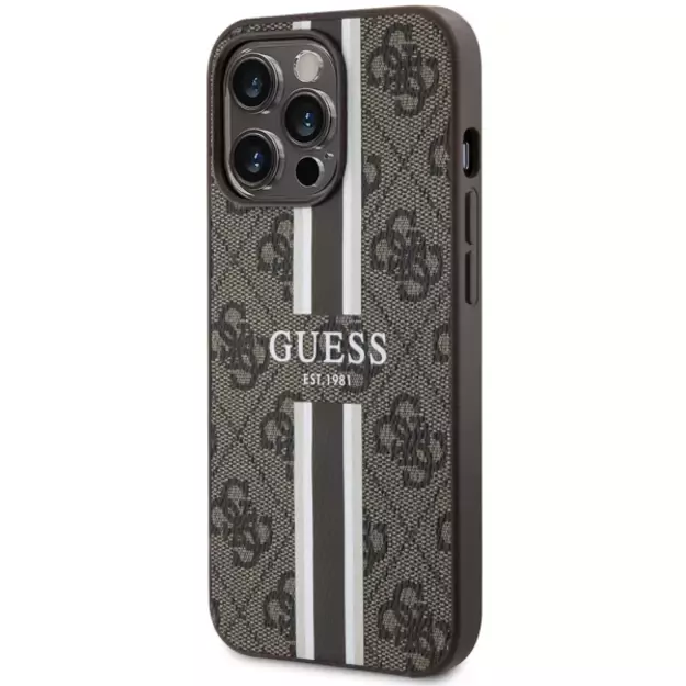 Guess GUHMP13XP4RPSW iPhone 13 Pro Max 6.7&quot  brown/brown hardcase 4G Printed Stripes MagSafe 8