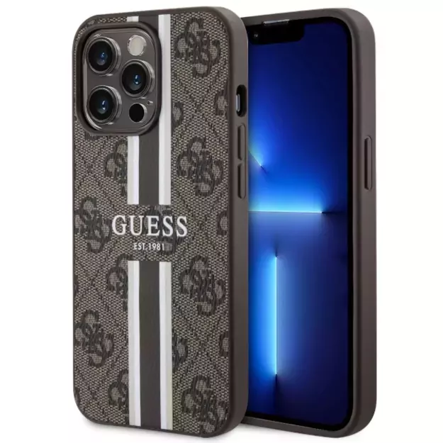 Guess GUHMP13XP4RPSW iPhone 13 Pro Max 6.7&quot  brown/brown hardcase 4G Printed Stripes MagSafe