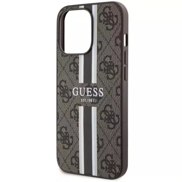 Guess GUHMP13XP4RPSW iPhone 13 Pro Max 6.7&quot  brown/brown hardcase 4G Printed Stripes MagSafe 12