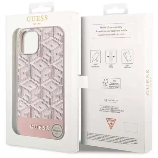 Guess GUHMP14SHGCFSEP iPhone 14 6.1&quot  pink/pink hard case GCube Stripes MagSafe 14