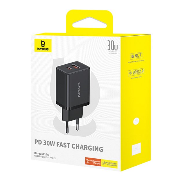 Baseus Cube Pro 30W USB-C USB-A Wall Charger - Black 6