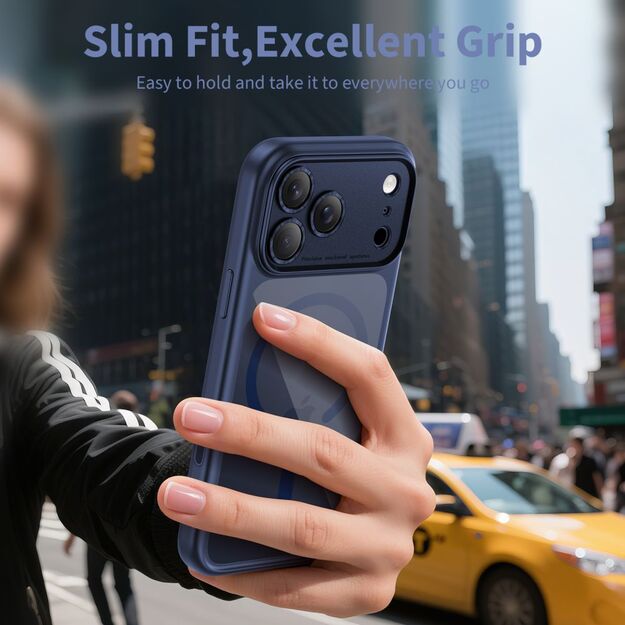 Tech-Protect Magpeak Magsafe CC Case for iPhone 17 Pro Max - Clear Navy Blue 4