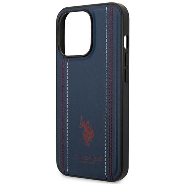 US Polo USHCP14LPFAV iPhone 14 Pro 6.1&quot  navy/navy blue Leather Stitch 5