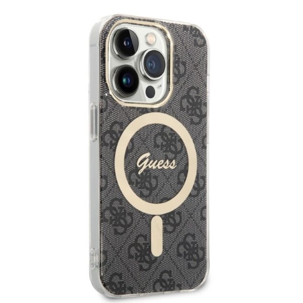 Set Guess GUBPP14LH4EACSK Case+ Charger iPhone 14 Pro 6.1  black/black hard case 4G Print MagSafe 3